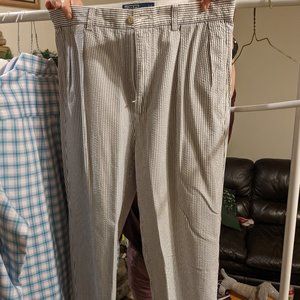 Blue Pinstriped Polo Pleated Pants